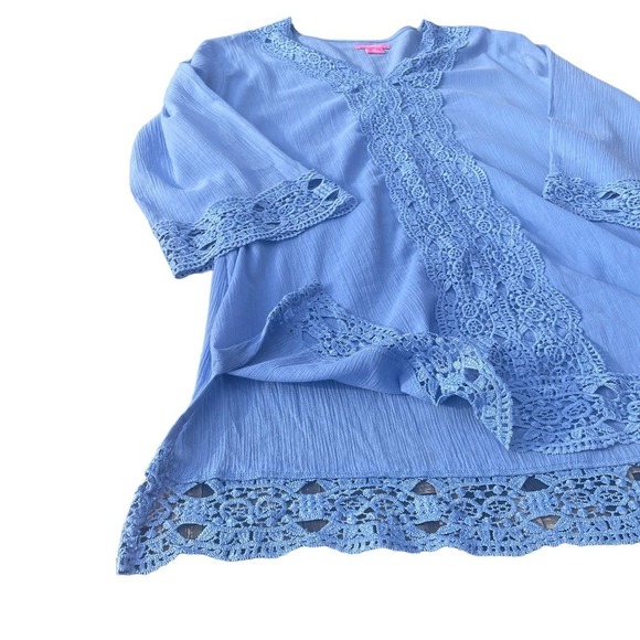 Isaac Mizrahi Daisy Swim Cover-Up in Grapemist Blue - Picture 9 of 16